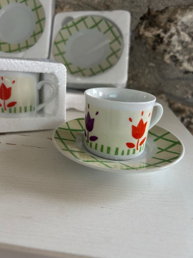 Jogo 6 xícaras de café de porcelana