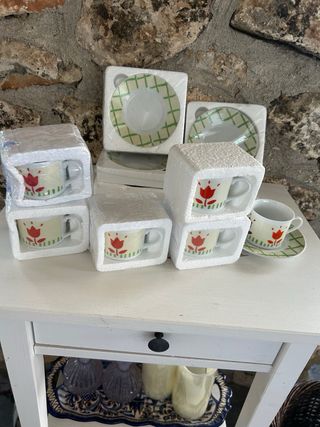 Juego 6 tazas café porcelana