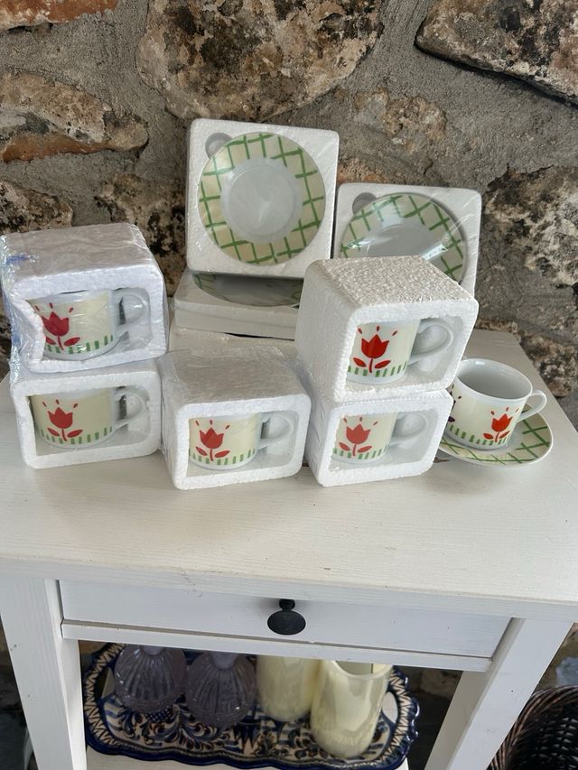 Jogo 6 xícaras de café de porcelana