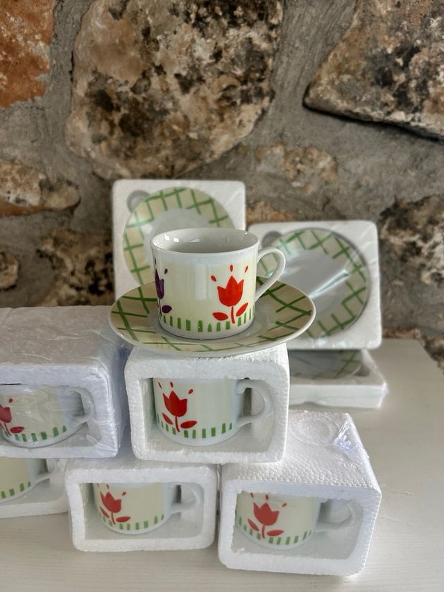 Jogo 6 xícaras de café de porcelana