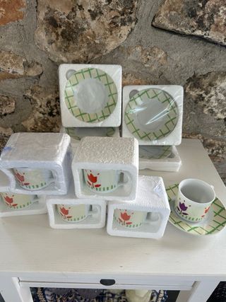 Juego 6 tazas café porcelana