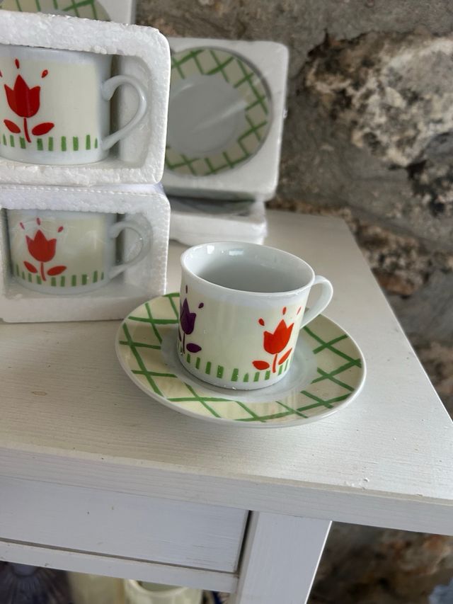 Jogo 6 xícaras de café de porcelana