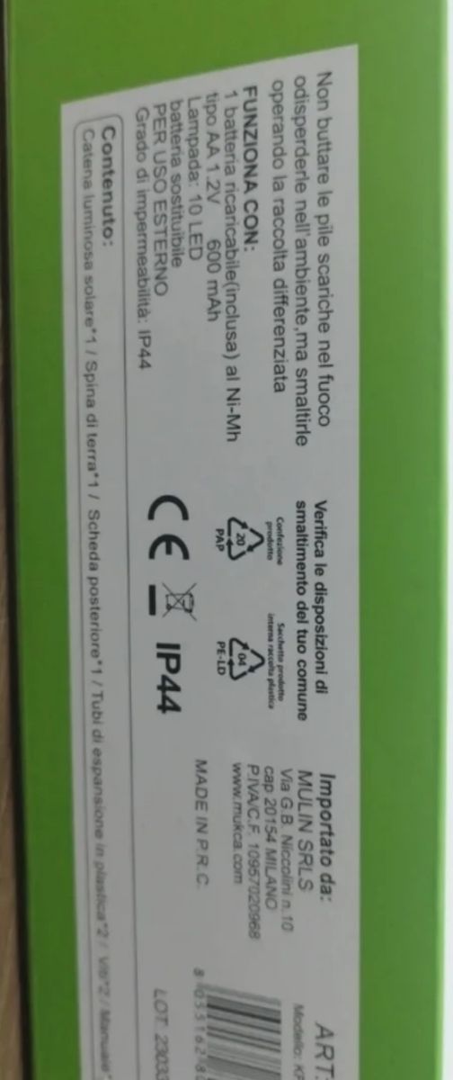 Cadena luces solares MU - 10 bombillas