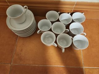 10 Tazas porcelana doradas
