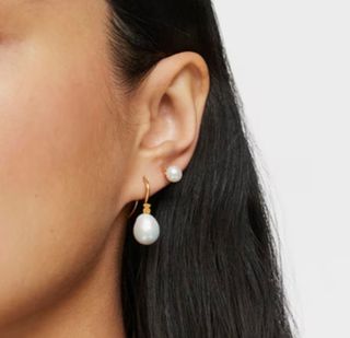 Pendientes TOUS perla gota oro