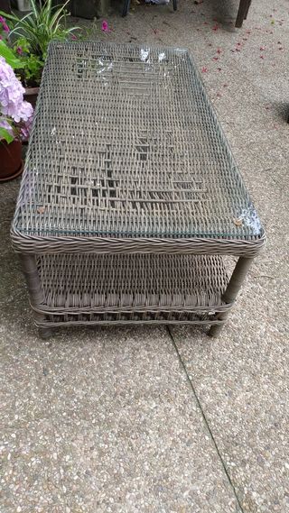 Mesa ratán jardín - Gris