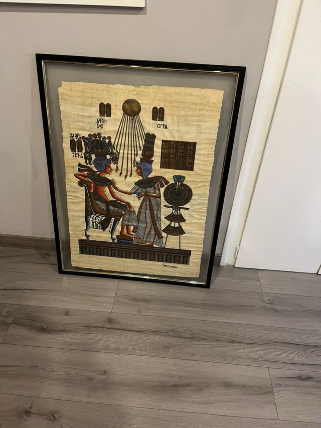 prezioso quadro originale di papiro egiziano antico