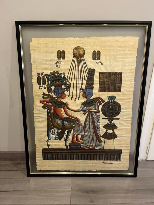 prezioso quadro originale di papiro egiziano antico