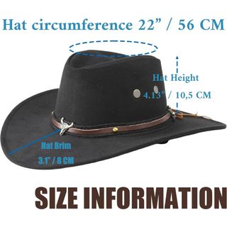 Sombrero Cowboy Negro Vaquero Western Adulto S/M