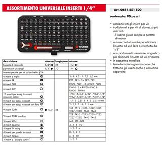 Set 90 punte inserti Wurth 1/4