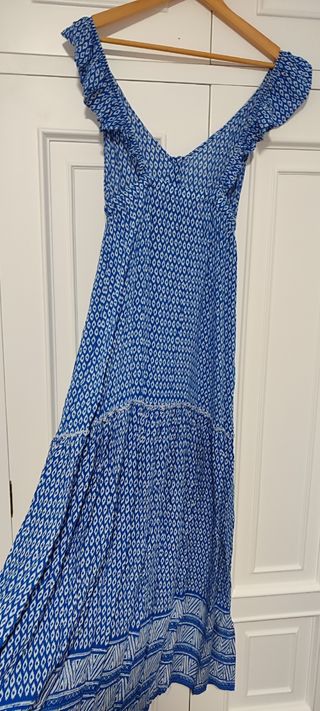Vestido boho azul y blanco