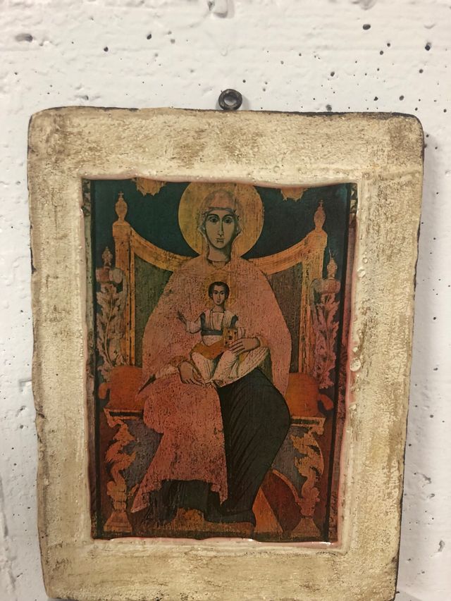 Icono  servio Virgen con Niño. Antiguedad. 