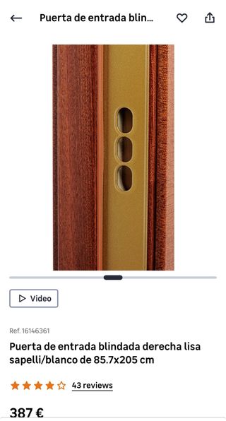 Puerta blindada 85.7x205cm derecha