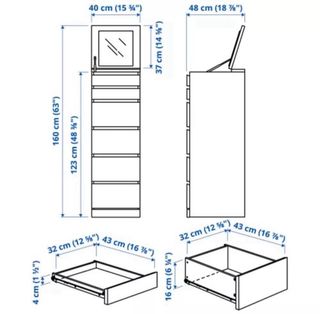 Cómoda MALM negra Ikea - 6 cajones
