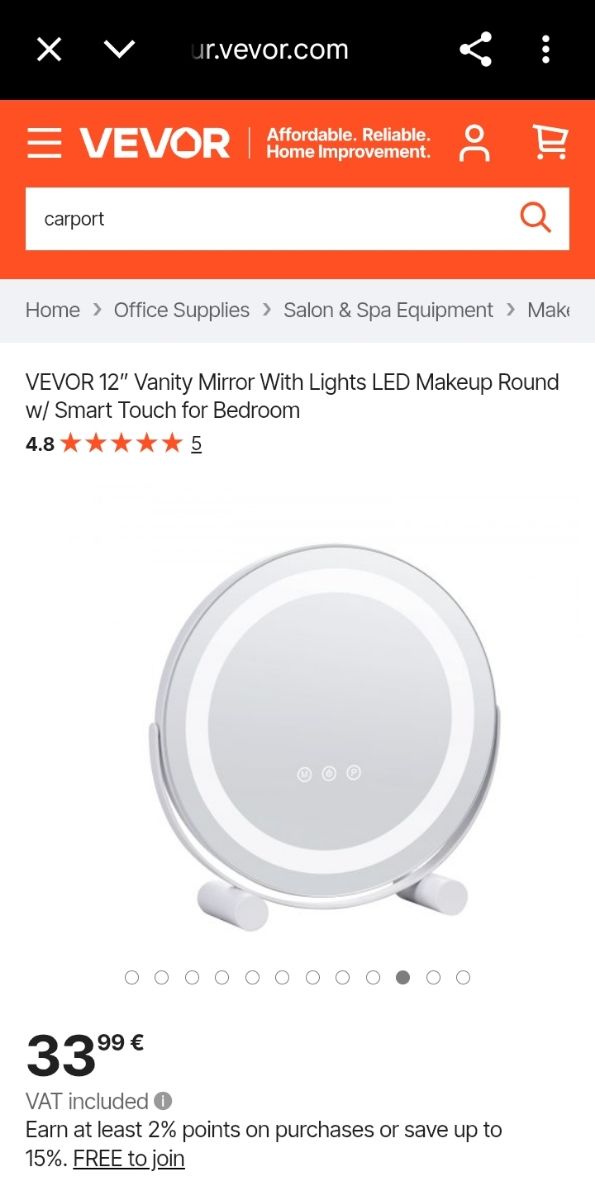 Specchio trucco illuminato led da tavolo vevor