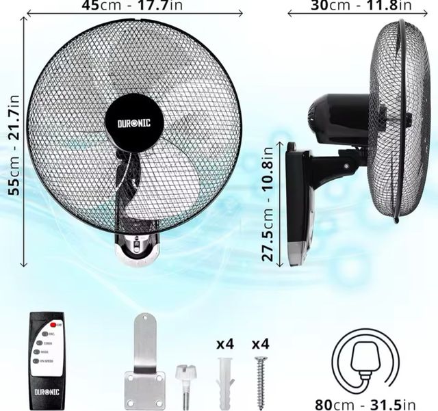 Ventilador DURONIC de Pared - Negro fn 55 bk