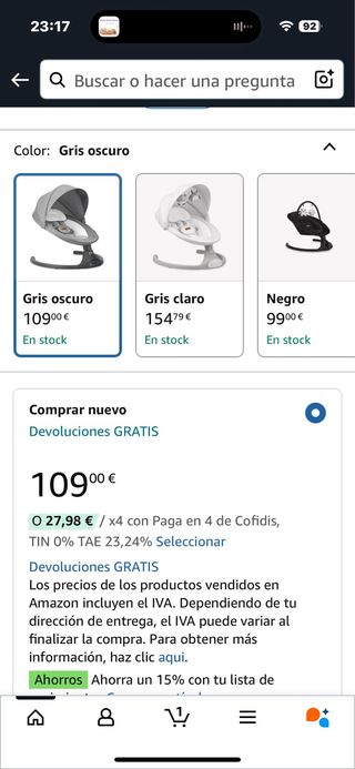 MoMi KENANI Mecedora Bebé - Plegable