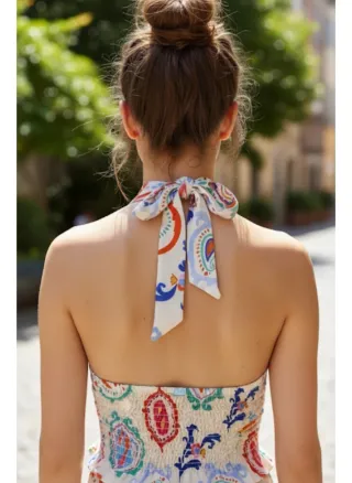 Crop top halter Zara multicolor bohemio verano