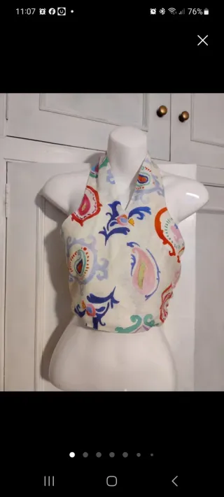 Crop top halter Zara multicolor bohemio verano