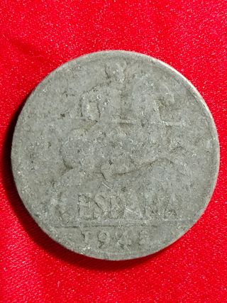 4 Monedas España franco 1941, 2 de 1945 y 1953
