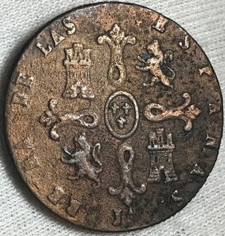 8 Maravedíes Isabel II 1843 Sobrefecha