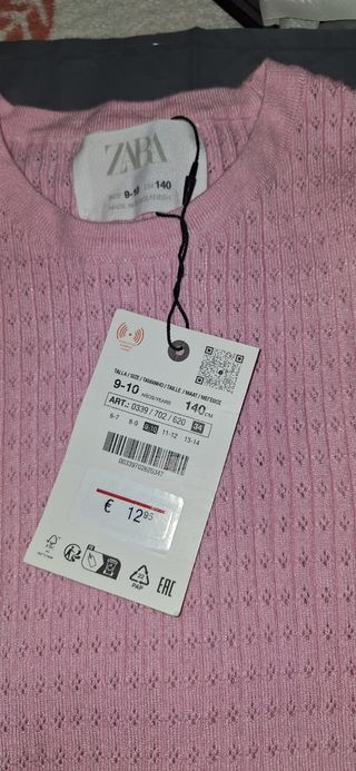 Camiseta Zara rosa niña talla 10/140
