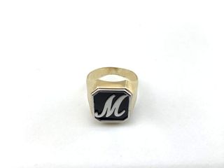 sello oro 9k con piedra con onix