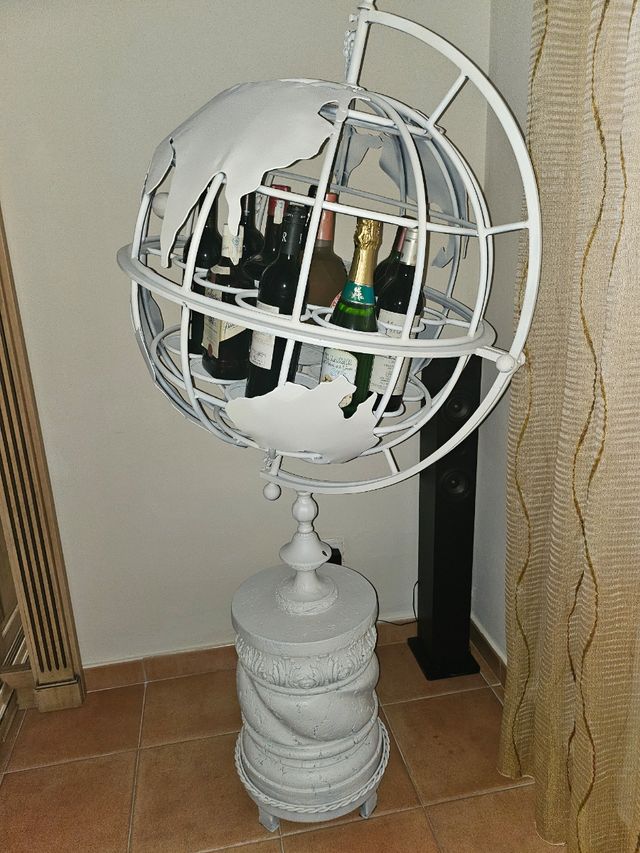 Bottigliera-mondo bianco metallo