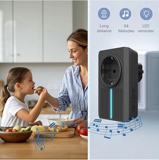 Aktivstar Timbre Inalámbrico con Enchufe NEGRO