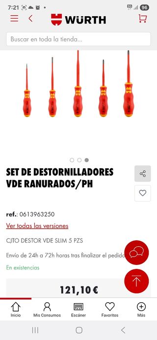 Destornilladores VDE Wurth (6 uds)
