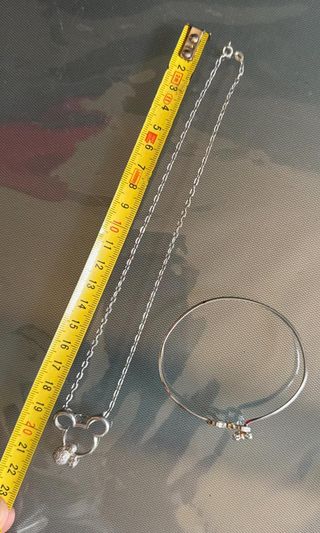 Mickey Mouse Cadena Colgante y Pulsera Plata Mujer