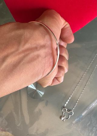 Mickey Mouse Cadena Colgante y Pulsera Plata Mujer