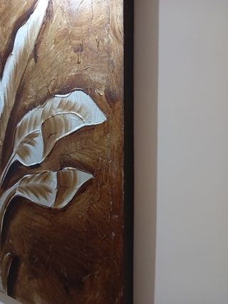 Cuadro decorativo hojas - marrón y blanco