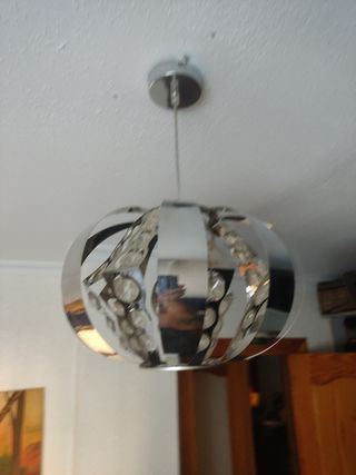 Lámpara moderna plata metal cristal