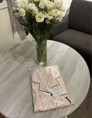 Pijama seda rosa rayas | Talla 44/XL