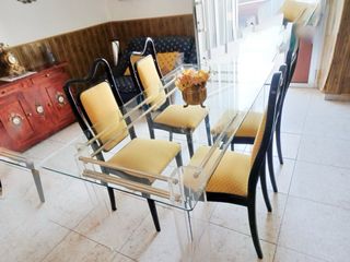 Mesa comedor cristal y madera
