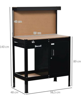 HOMCOM tavolo da officina - 98,5x48x140 cm