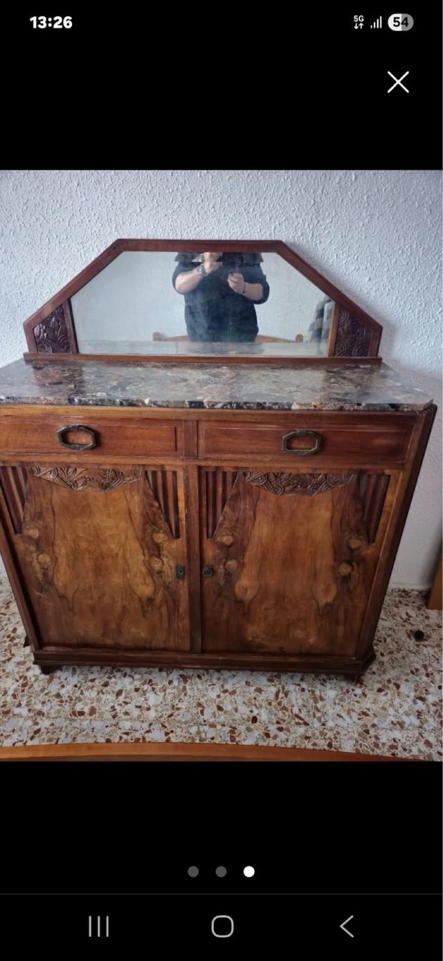 Cómoda Art Déco madera maciza mármol