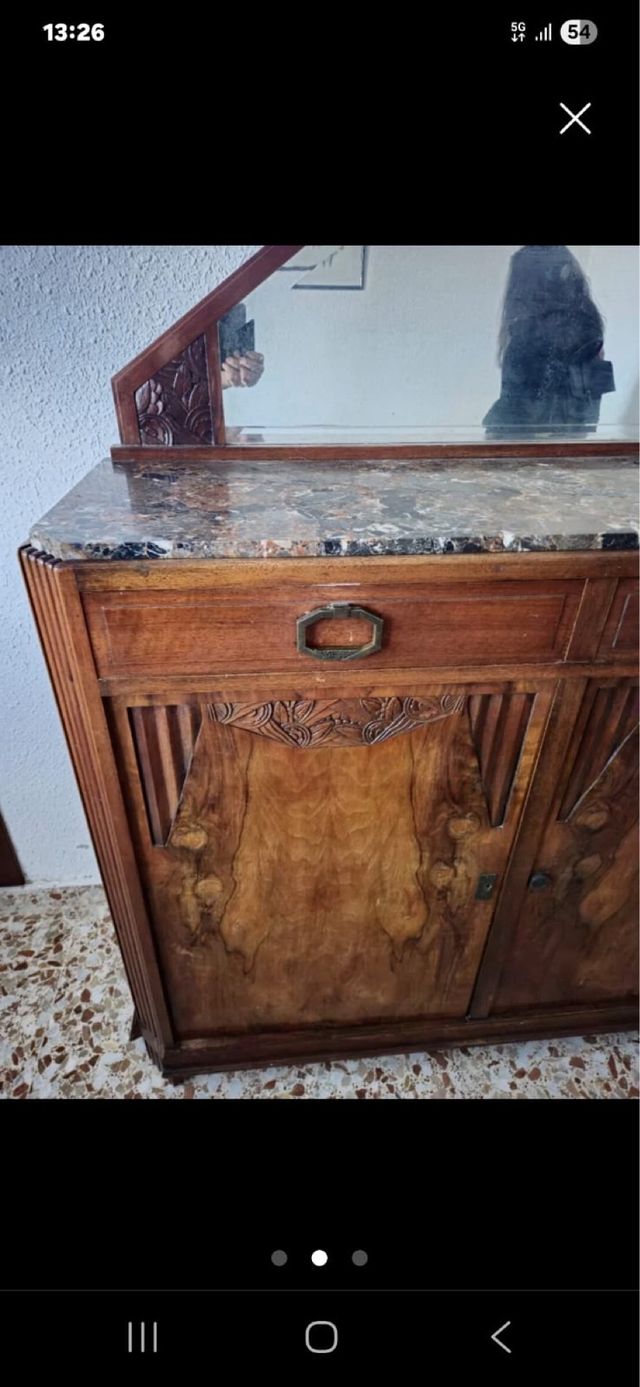 Cómoda Art Déco madera maciza mármol