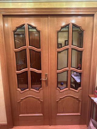 Puerta doble madera roble maciza