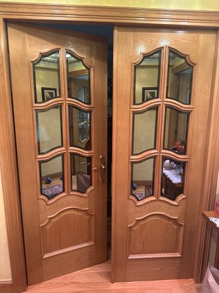 Puerta doble madera roble maciza