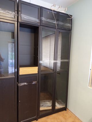 Muebles salón negros - madera y cristal