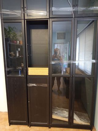 Muebles salón negros - madera y cristal