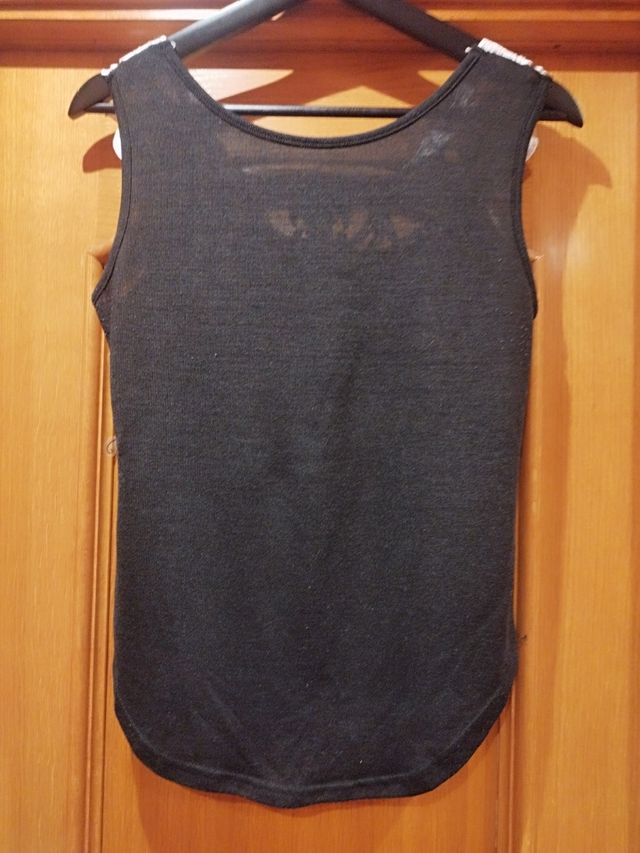 Camiseta negra encaje blanco - Talla única