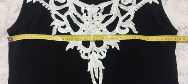 Camiseta negra encaje blanco - Talla única