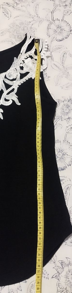 Camiseta negra encaje blanco - Talla única