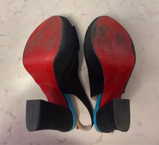 Sandali tacco alto scamosciati neri e turchesi