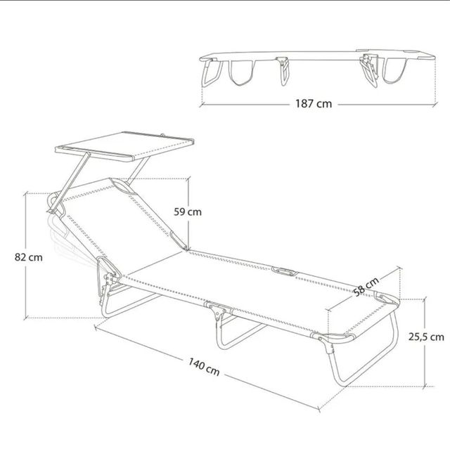 Tumbona Plegable Azul con Parasol