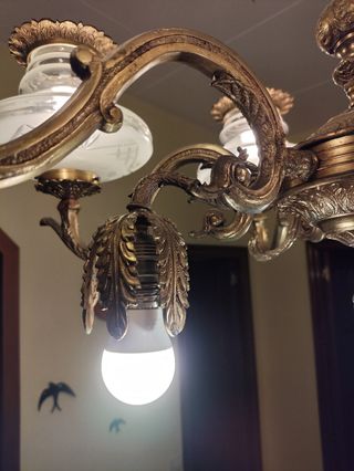 Lampara techo bronce antigua