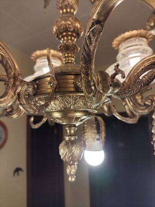 Lampara techo bronce antigua